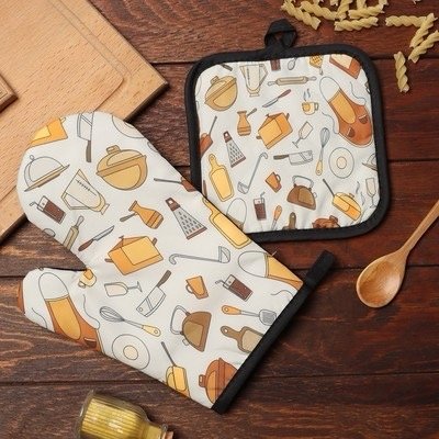 Кух. набор  2 пр. Доляна Кухня прих. 17*17 см, вареж. 26*16 см, 100% п/э 9687353